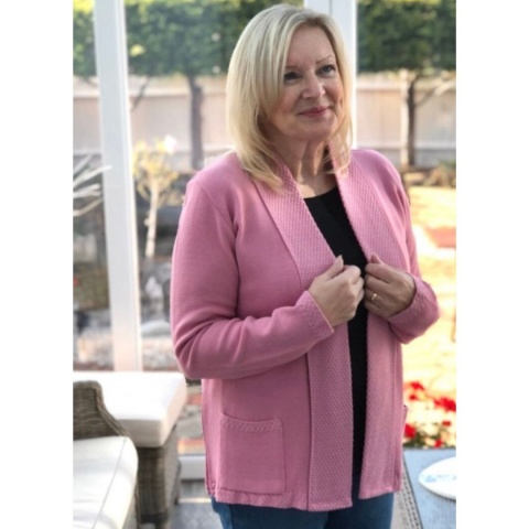 Monique Dusky Pink Edge to Edge Pocket Cardigan